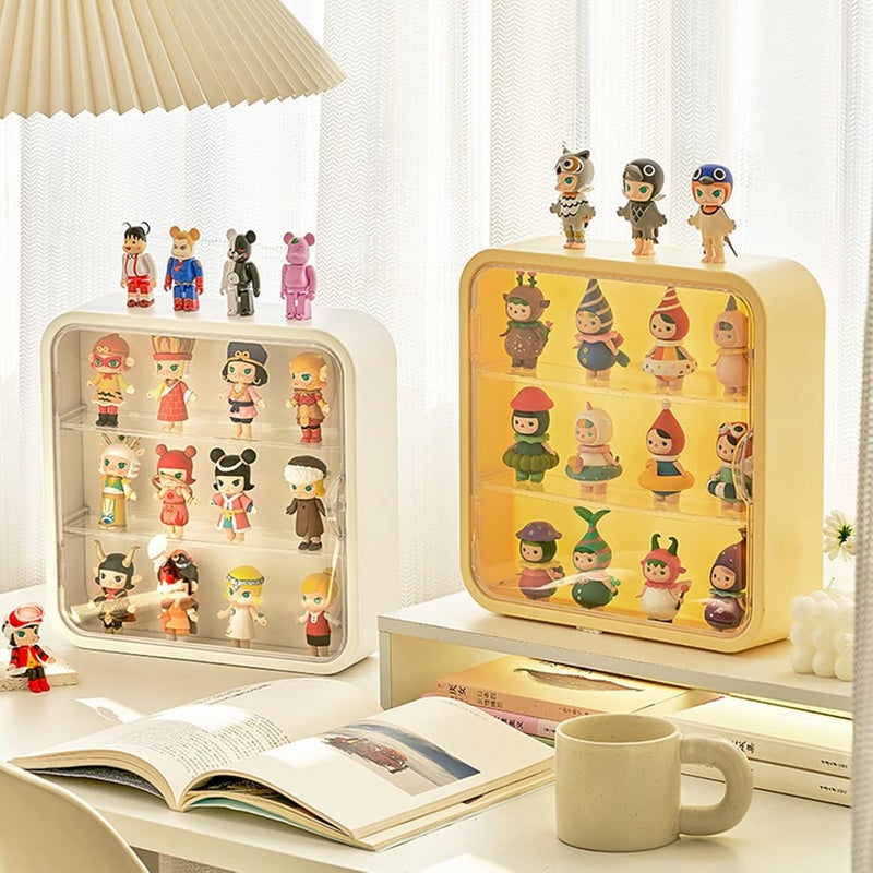 W. MM Clear Display Case for Figures, Wall-Mounted Doll Storage Box, Adjustable Display Stand with Door Dust and Moisture Proof Suitable for Lego Collectibles Action Figures Pop Mart (Pink) - Image 2